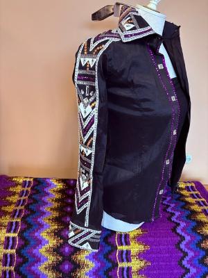 Custom Show Shirt, stretch taffeta, all glass crystals, size xs