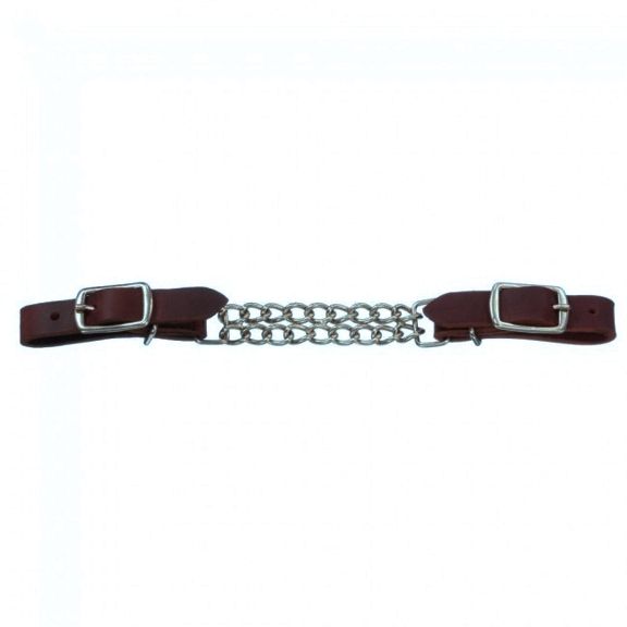Leather curb strap with double chain by Dale Rodrigez
