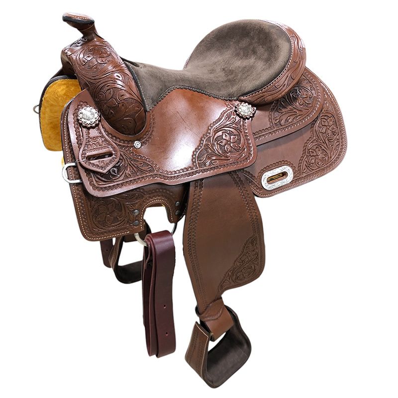 Dale Rodrigez Reining saddle - Floral/Border stamp 16"