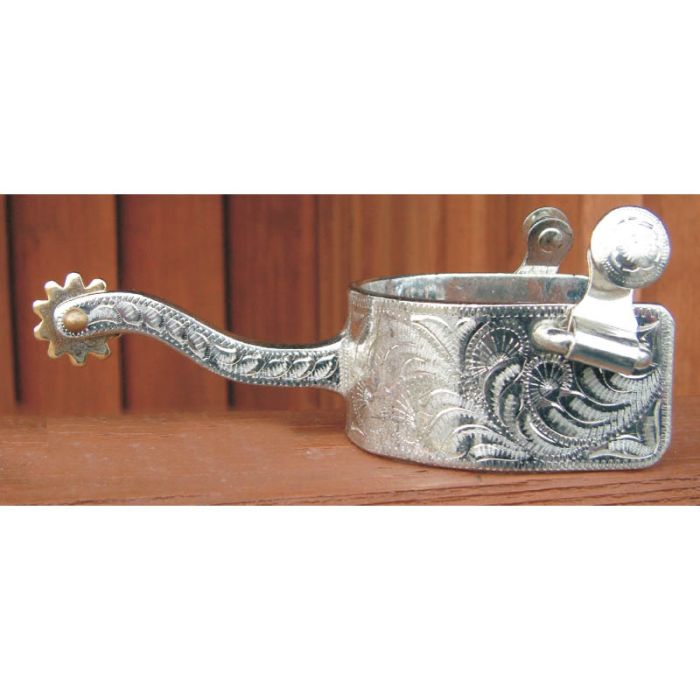 Engraved German Silver Rowel Spur