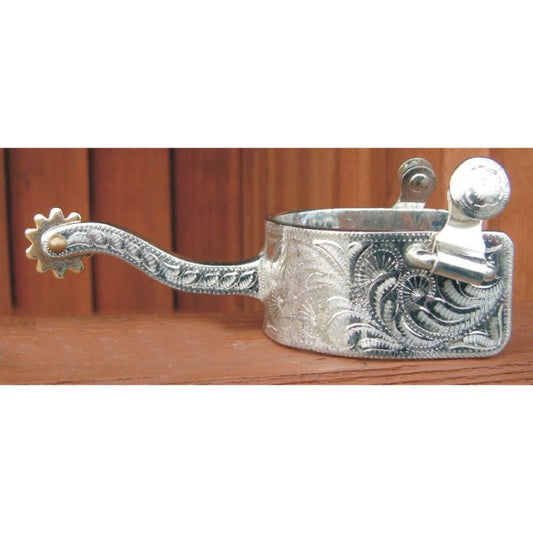 Engraved German Silver Rowel Spur