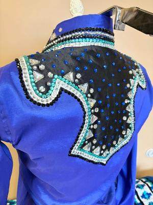 Custom made Show shirt, stretch taffeta, all glass crystal, size medium
